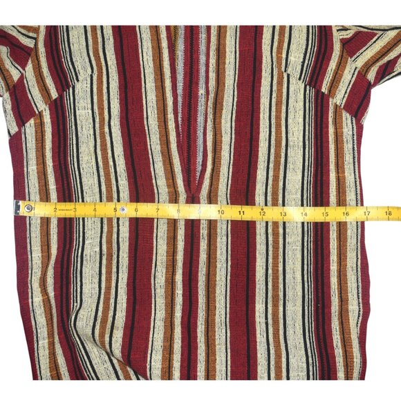 Vintage 70s Rikma Caftan Dress Angel Bell Sleeves Boho Woven Stripes XS S - Picture 9 of 11